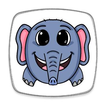 Elefant niedlich - Viereckiger Kühlschrankmagnet - Weiß - Vorne
