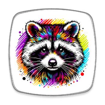 Raccoon - Square fridge magnet - white - Front