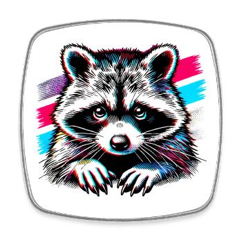 Waschbär - Viereckiger Kühlschrankmagnet - Weiß - Vorne