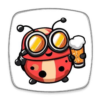 Bière d’après-ski Ladybug - Magnet carré - blanc - Devant