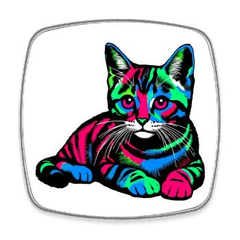 Cat - Square fridge magnet - white - Front