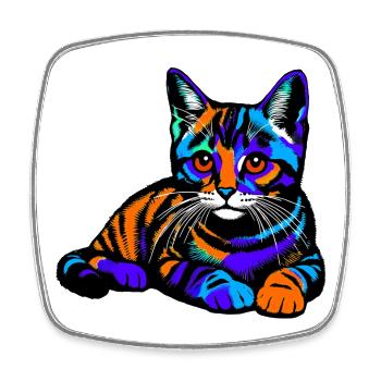 Cat - Square fridge magnet - white - Front