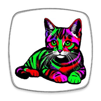 Cat - Square fridge magnet - white - Front