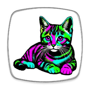 Cat - Square fridge magnet - white - Front