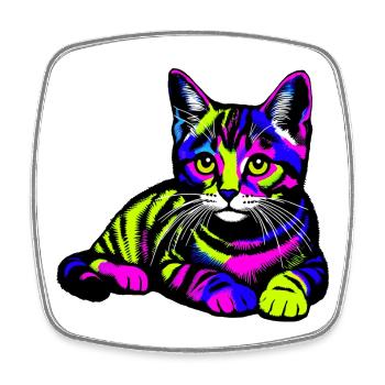 Cat - Square fridge magnet - white - Front