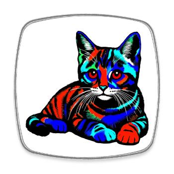 Cat - Square fridge magnet - white - Front
