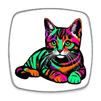 Cat - Square fridge magnet - white - Front