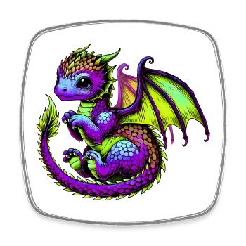 Drache - Viereckiger Kühlschrankmagnet - Weiß - Vorne