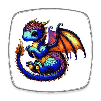 Drache - Viereckiger Kühlschrankmagnet - Weiß - Vorne