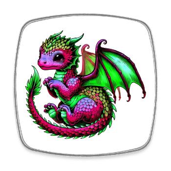 Drache - Viereckiger Kühlschrankmagnet - Weiß - Vorne