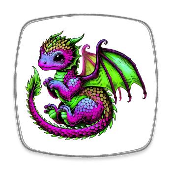 Drache - Viereckiger Kühlschrankmagnet - Weiß - Vorne