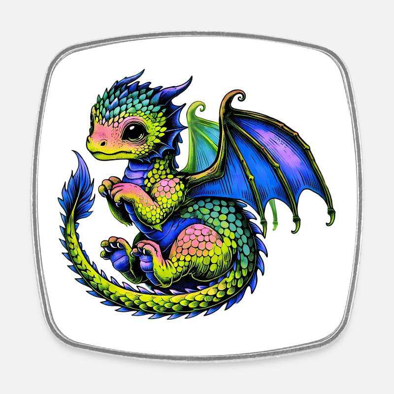 Drache - Viereckiger Kühlschrankmagnet - Weiß