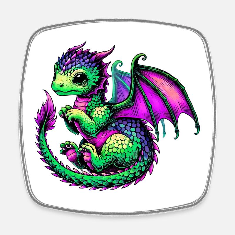 Drache - Viereckiger Kühlschrankmagnet - Weiß