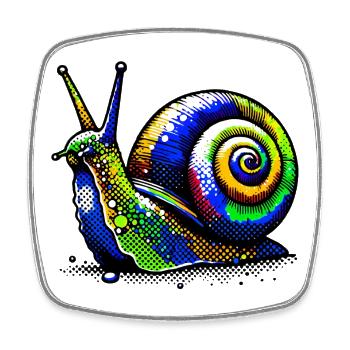 Schnecke - Viereckiger Kühlschrankmagnet - Weiß - Vorne