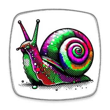 Schnecke - Viereckiger Kühlschrankmagnet - Weiß - Vorne