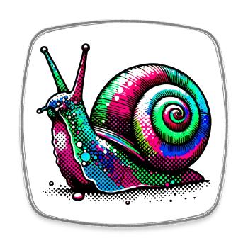 Schnecke - Viereckiger Kühlschrankmagnet - Weiß - Vorne