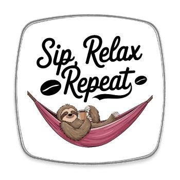 Sip, Relax, Repeat - Square fridge magnet - white - Front