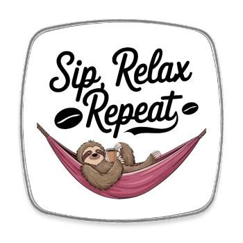 Sip, Relax, Repeat - Square fridge magnet - white - Front