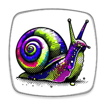 Schnecke - Viereckiger Kühlschrankmagnet - Weiß - Vorne