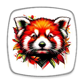 Red panda - Square fridge magnet - white - Front