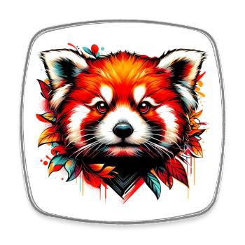 Red panda - Square fridge magnet - white - Front