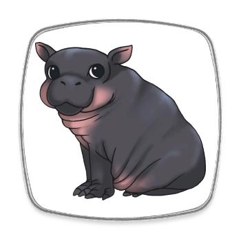 Mignon bébé hippopotame - Alarme de câlin ! - Magnet carré - blanc - Devant