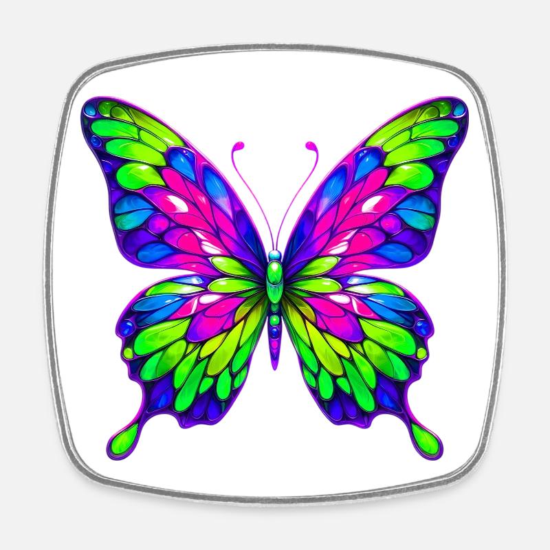 Schmetterling - Viereckiger Kühlschrankmagnet - Weiß