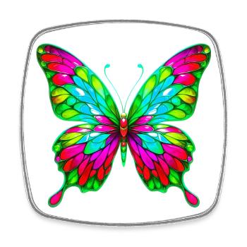Schmetterling - Viereckiger Kühlschrankmagnet - Weiß - Vorne