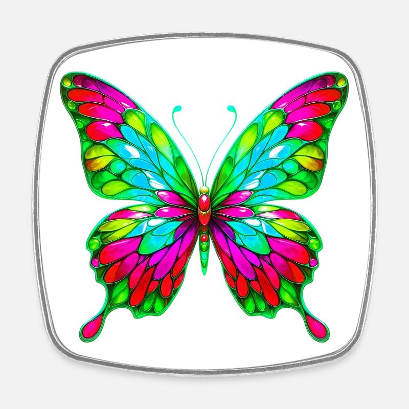 Schmetterling - Viereckiger Kühlschrankmagnet - Weiß