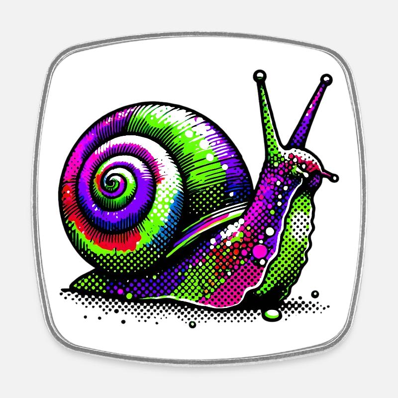 Schnecke - Viereckiger Kühlschrankmagnet - Weiß