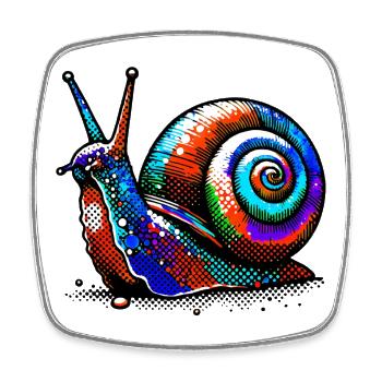 Schnecke - Viereckiger Kühlschrankmagnet - Weiß - Vorne