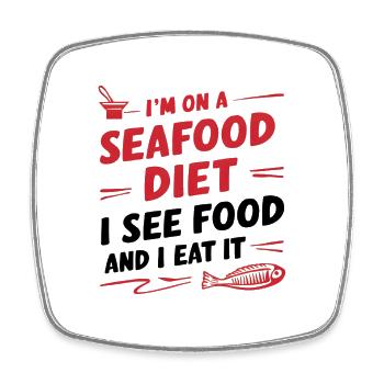 Seafood Diet (I see food, I eat it) - Viereckiger Kühlschrankmagnet - Weiß - Vorne