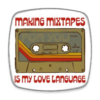 Mixtapes sind meine Liebessprache - Viereckiger Kühlschrankmagnet - Weiß - Vorne