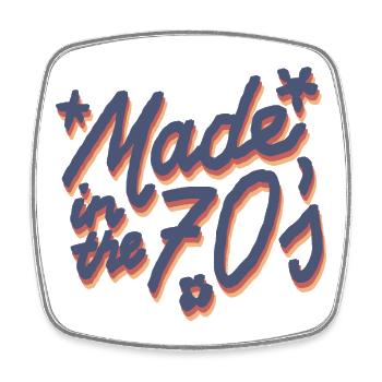 Made in the 70's – Retro Groove Style - Square fridge magnet - white - Front