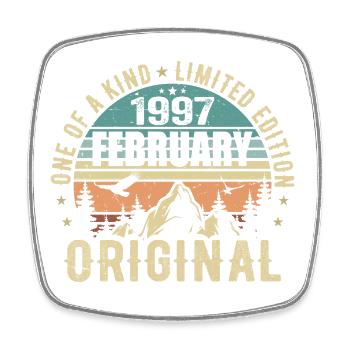 28th Birthday Original Vintage February 1997 - Square fridge magnet - white - Front