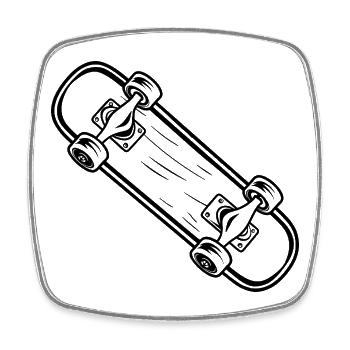 Skateboard Cartoon Stil - Viereckiger Kühlschrankmagnet - Weiß - Vorne