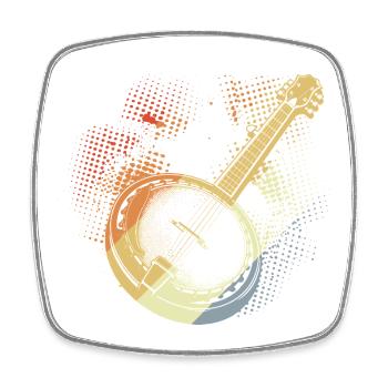 Banjo Dessin Rétro - Magnet carré - blanc - Devant