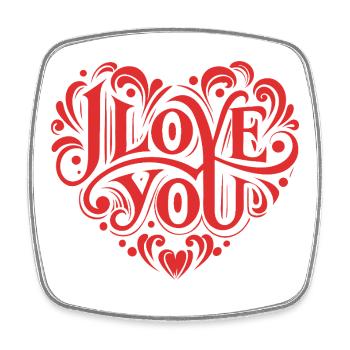 Je t’aime - Saint-Valentin - Amour - Cadeau - Magnet carré - blanc - Devant