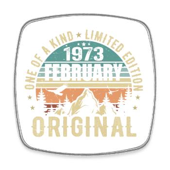 52ème Anniversaire Original Vintage Février 1973 - Magnet carré - blanc - Devant