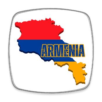 Armenien Flagge, Armenien Flagge Landkarte, Armenien Flagge - Viereckiger Kühlschrankmagnet - Weiß - Vorne