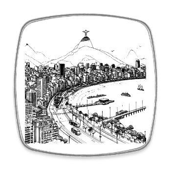 RIO DE JANEIRO - Viereckiger Kühlschrankmagnet - Weiß - Vorne