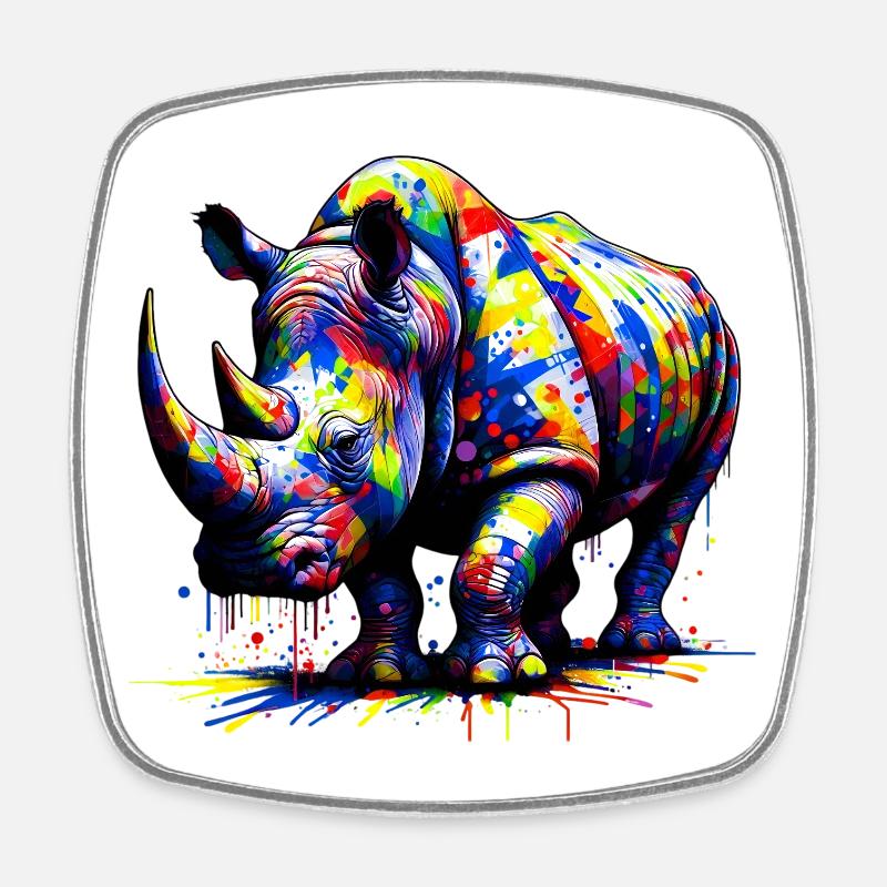 Nashorn - Viereckiger Kühlschrankmagnet - Weiß