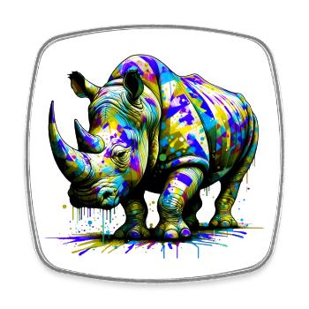 Rhinoceros - Square fridge magnet - white - Front
