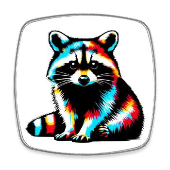 Waschbär - Viereckiger Kühlschrankmagnet - Weiß - Vorne