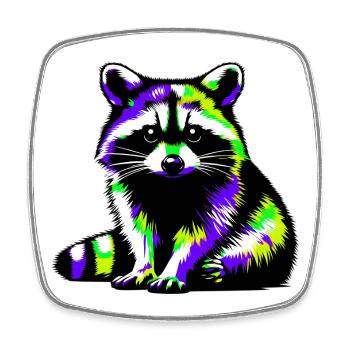 Raccoon - Square fridge magnet - white - Front