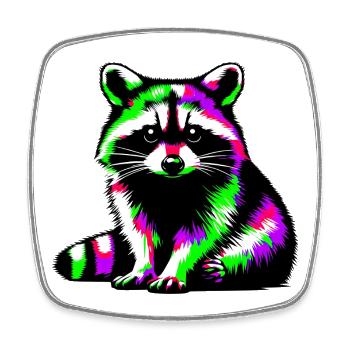 Raccoon - Square fridge magnet - white - Front