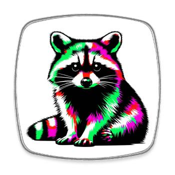 Raccoon - Square fridge magnet - white - Front