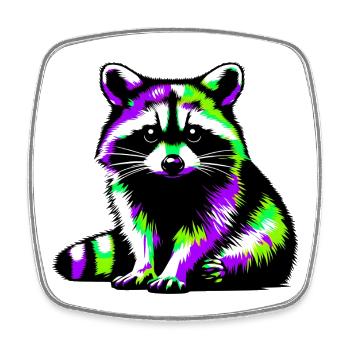 Raccoon - Square fridge magnet - white - Front
