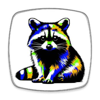 Raccoon - Square fridge magnet - white - Front