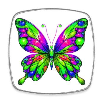 Papillon - Magnet carré - blanc - Devant